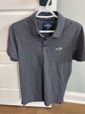 Hollister Men's Charcoal Gray Epic Flex Fit Polo-Size Sm